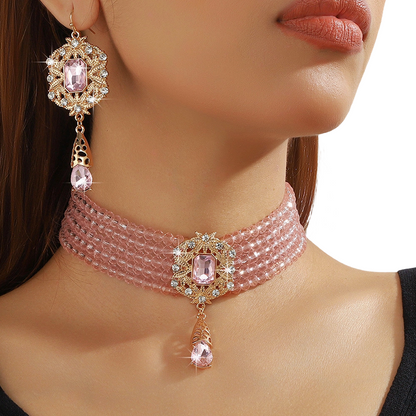💎✨ 【Limitierte Auflage – 50 % Rabatt】Luxuriöses Set aus Kristall-Halskette und Ohrringen – glamourös, zeitlos & perfekt für besondere Anlässe
