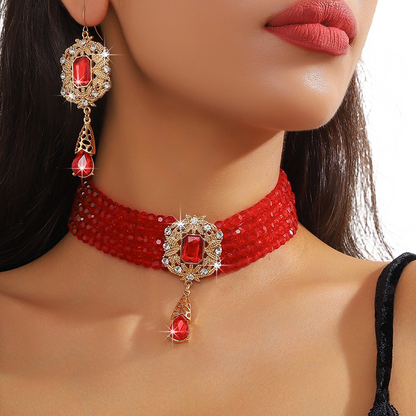 💎✨ 【Limitierte Auflage – 50 % Rabatt】Luxuriöses Set aus Kristall-Halskette und Ohrringen – glamourös, zeitlos & perfekt für besondere Anlässe