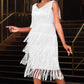 👗 Ärmelloses Flapper-Kleid für Damen mit V-Ausschnitt und Fransen – Lässig, verspielt & perfekt für Party & Sommer ✨