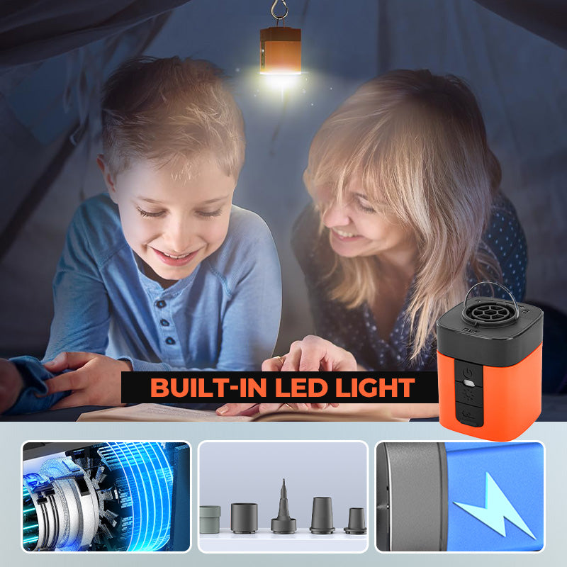 Mini-Air-Pump mit SOS-Licht – kabellos & vielseitig – perfekt für Camping & Reisen🏕️🆘
