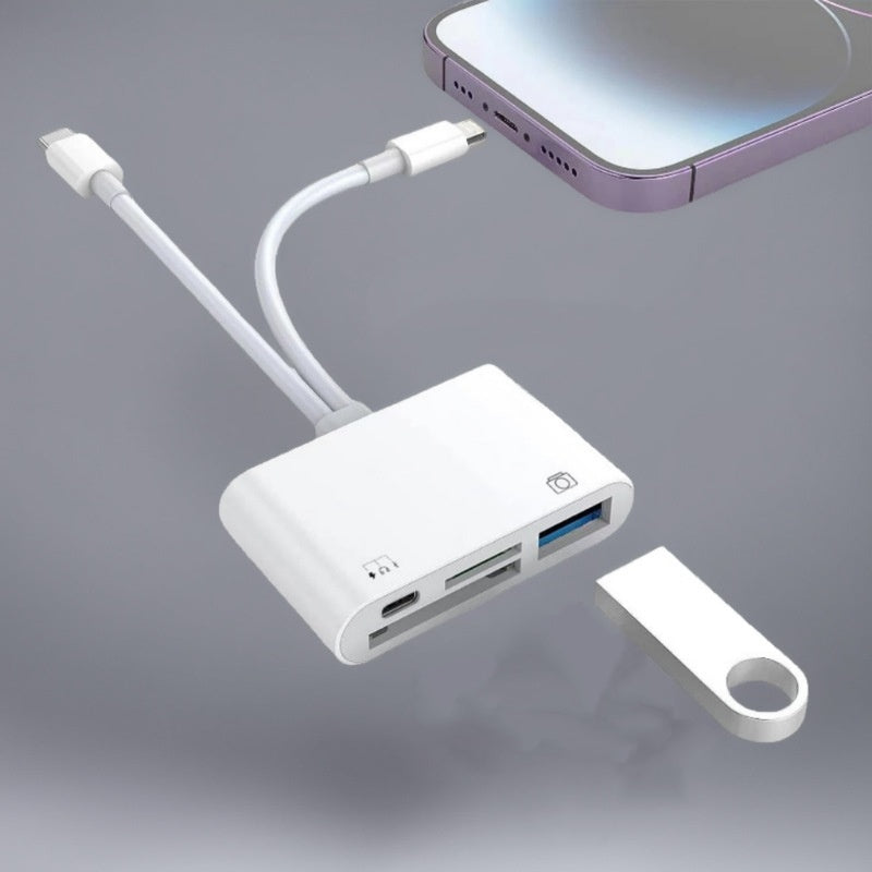 🛍️ 50 % Rabatt – 3-in-1 Speicherkartenleser für Handy & Tablet – USB-C, Lightning, USB-A – Plug & Play für iPhone , Android, PC & Mac 📱