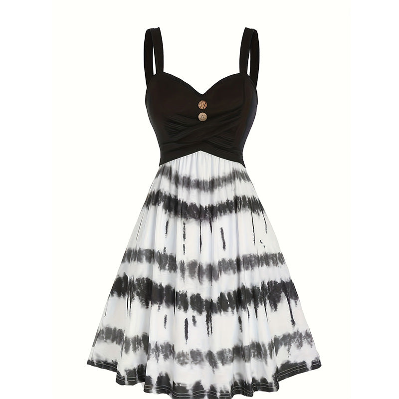Damen-Tie-Dye-A-Linien-Trägerkleid
