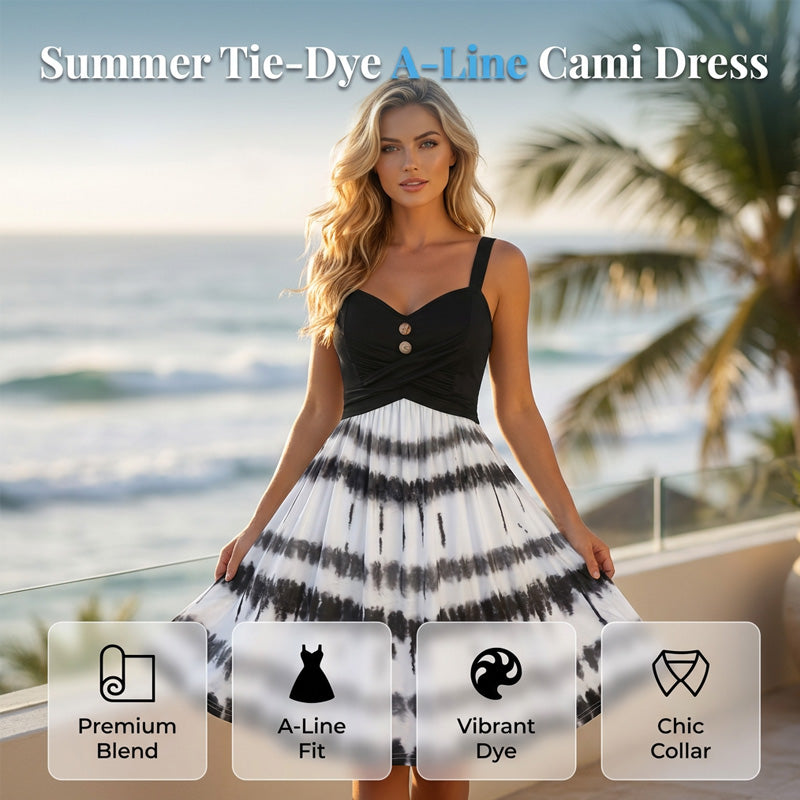 Damen-Tie-Dye-A-Linien-Trägerkleid
