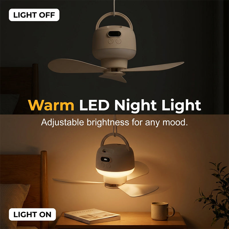 🌬️ LIMITIERTES ANGEBOT 50% RABATT! ✨ Tragbarer Deckenventilator mit LED – Aufladbar, Ultra-Leise, Vielseitig 💡