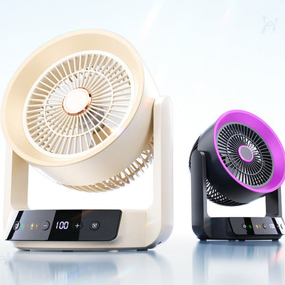 Leiser Tischventilator mit LED-Display & 100 Stufen – Geräuscharm, 100° Neigung & Timer | Beige & Lila