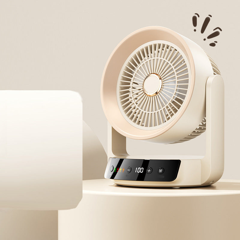 Leiser Tischventilator mit LED-Display & 100 Stufen – Geräuscharm, 100° Neigung & Timer | Beige & Lila