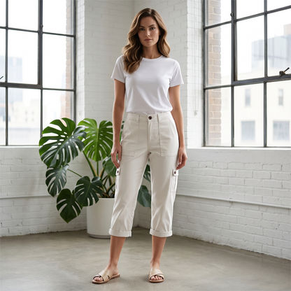 Damen Cargo-Caprihose mit Taschen – Lässiger Freizeitstil