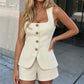 🌸 JETZT 50 % RABATT! 🌸 Elegantes Set aus Top mit V-Ausschnitt und Shorts