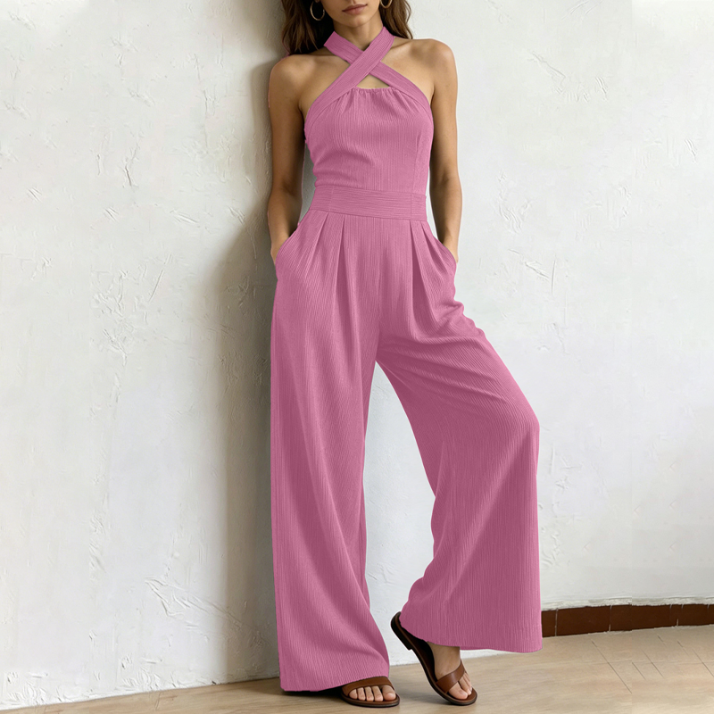 ✨Sommer-Sonderangebot 50% RABATT!🌸Eleganter Jumpsuit mit gekreuztem Neckholder-Ausschnitt