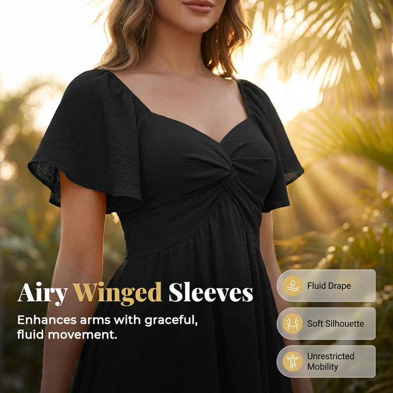 👗 Nur für kurze Zeit: 50 % Rabatt! ✨ Elegantes, rückenfreies Kleid mit Puffärmeln und Schleife – Knoten vorne, A-Linie 🎠