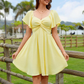 👗 Nur für kurze Zeit: 50 % Rabatt! ✨ Elegantes, rückenfreies Kleid mit Puffärmeln und Schleife – Knoten vorne, A-Linie 🎠