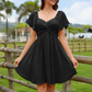 👗 Nur für kurze Zeit: 50 % Rabatt! ✨ Elegantes, rückenfreies Kleid mit Puffärmeln und Schleife – Knoten vorne, A-Linie 🎠