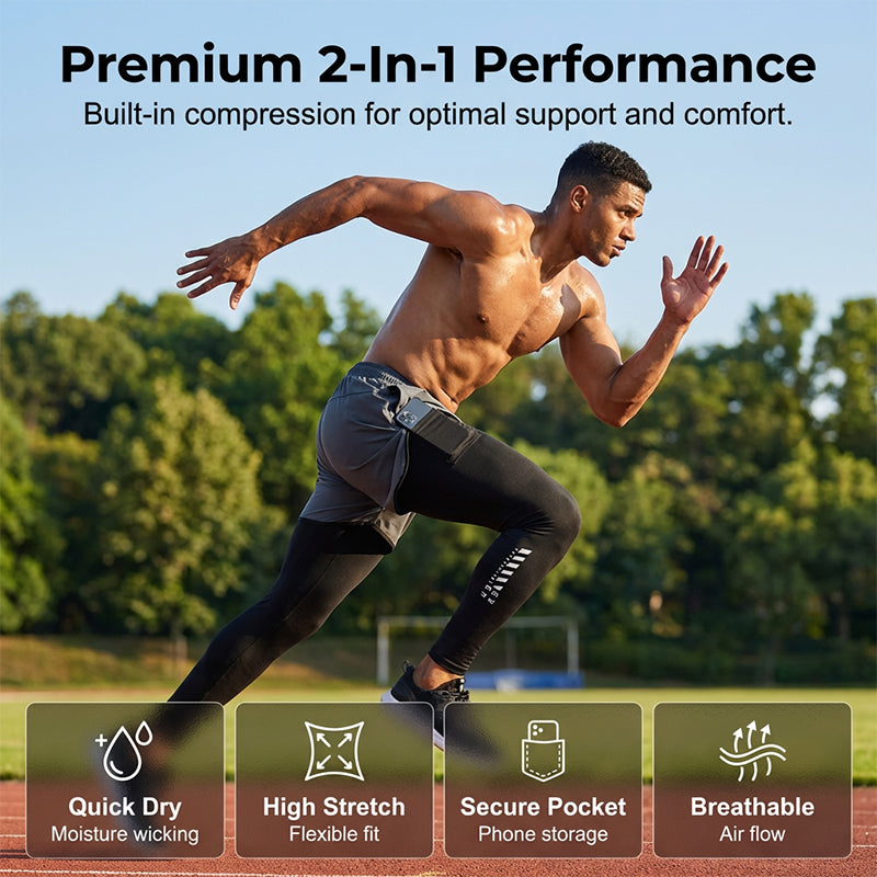 🏃‍♂️ LIMITED-TIME 50% RABATT! ✨ Herren 2-in-1 Laufhosen – Kompression, Atmungsaktiv ✨
