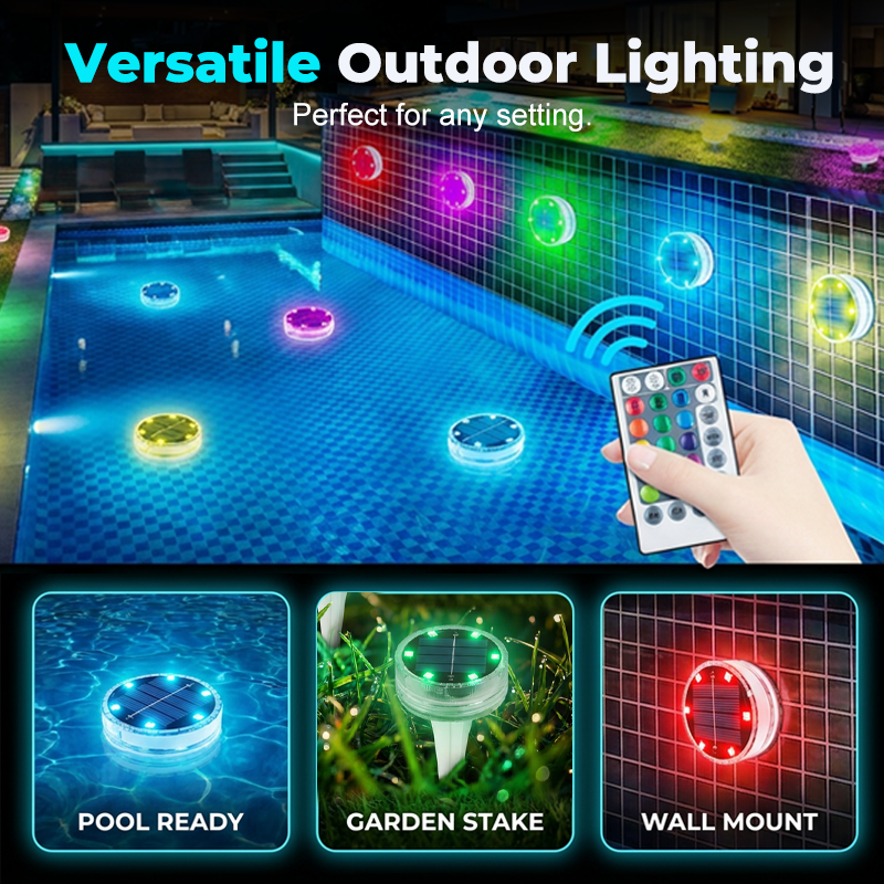 Wasserdichte Solar-RGB-LED-Leuchten für Pool und Garten