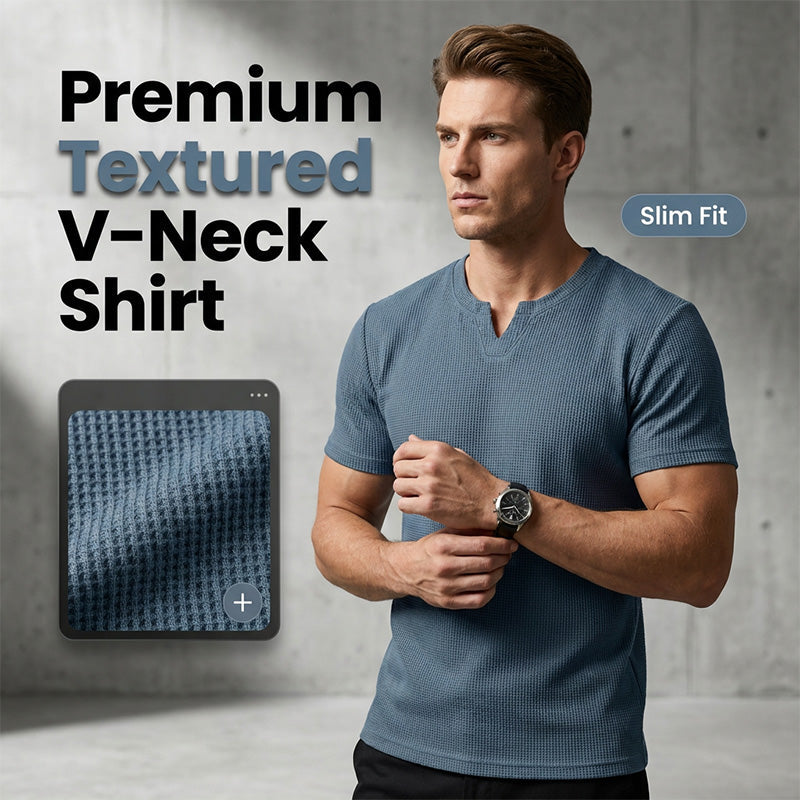 ✨Sommer-Sonderangebot 50% RABATT!👕Slim-Fit-Kurzarmhemd mit V-Ausschnitt für Herren