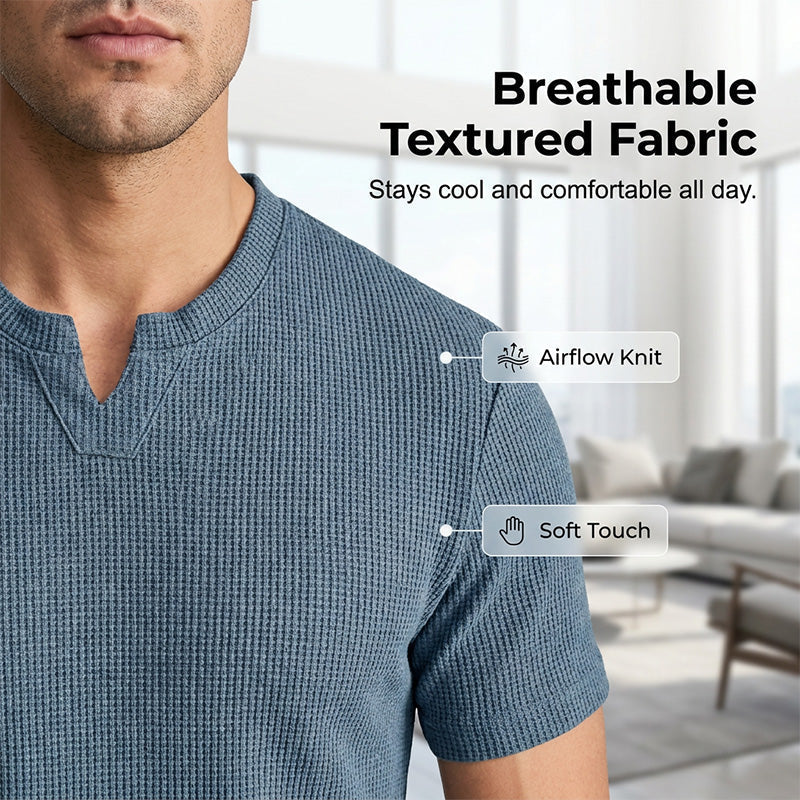 ✨Sommer-Sonderangebot 50% RABATT!👕Slim-Fit-Kurzarmhemd mit V-Ausschnitt für Herren