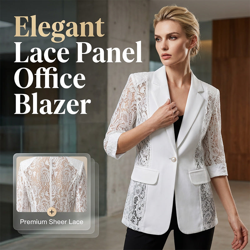 🧥 50% RABATT! 🤵‍♀️ Weißer Spitzen-Blazer – Slim Fit, 3/4-Ärmel & Eleganz für Tag & Nacht – Leicht, luftig – perfekt für Hochzeiten, Büro oder besondere Abende 👑