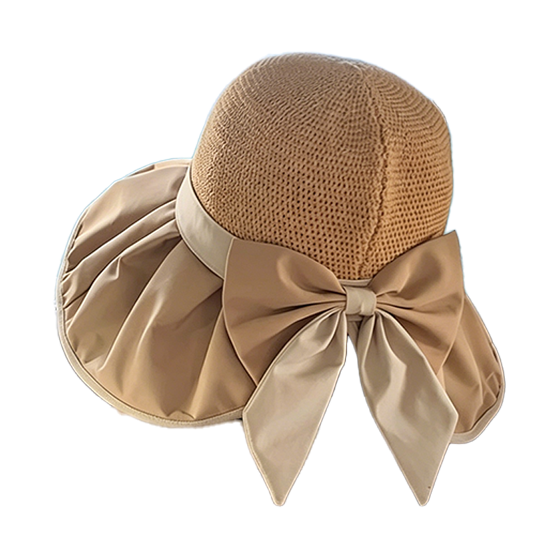 Atmungsaktiver Sonnenhut mit Strickkrone und Schleife