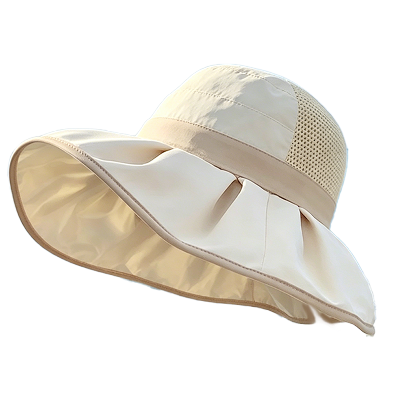 Atmungsaktiver Sonnenhut mit Strickkrone und Schleife