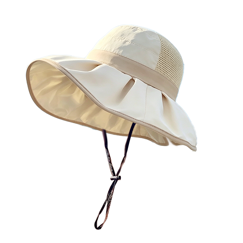 Atmungsaktiver Sonnenhut mit Strickkrone und Schleife