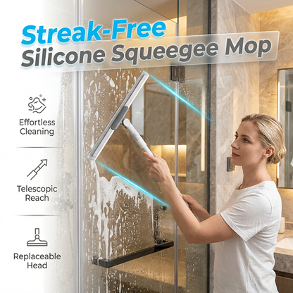 🧹 JETZT 50% RABATT! ⏰ Tragbarer Silikon-Wischmopp mit Drehkopf – Streifenfrei & leicht spülbar – Perfekt für Fenster, Spiegel oder Böden – Leicht und faltbar zur Aufbewahrung 💧