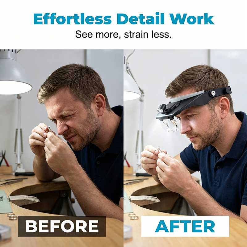 🔬 60% RABATT! 💥 LED Stirnlupe mit 4 Wechsellinsen – Freihändig, Präzisionszoom & integriertes Licht – Ideal für Löten, Uhrenreparatur oder Modellbau – helle, verstellbare Beleuchtung für feine Arbeiten ✨