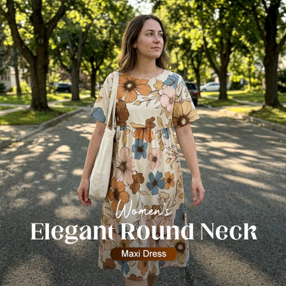 👗 NUR FÜR BEGRENZTE ZEIT: 40 % RABATT! ✨ Damen-Maxikleid mit Rundhalsausschnitt – elegant, fließend, zeitlos 🌸