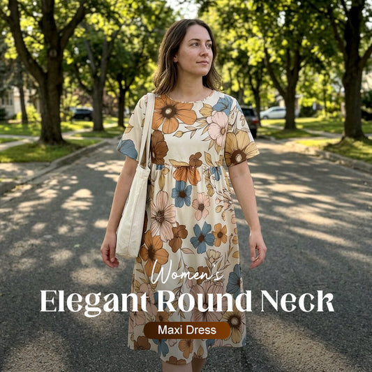 👗 NUR FÜR BEGRENZTE ZEIT: 40 % RABATT! ✨ Damen-Maxikleid mit Rundhalsausschnitt – elegant, fließend, zeitlos 🌸