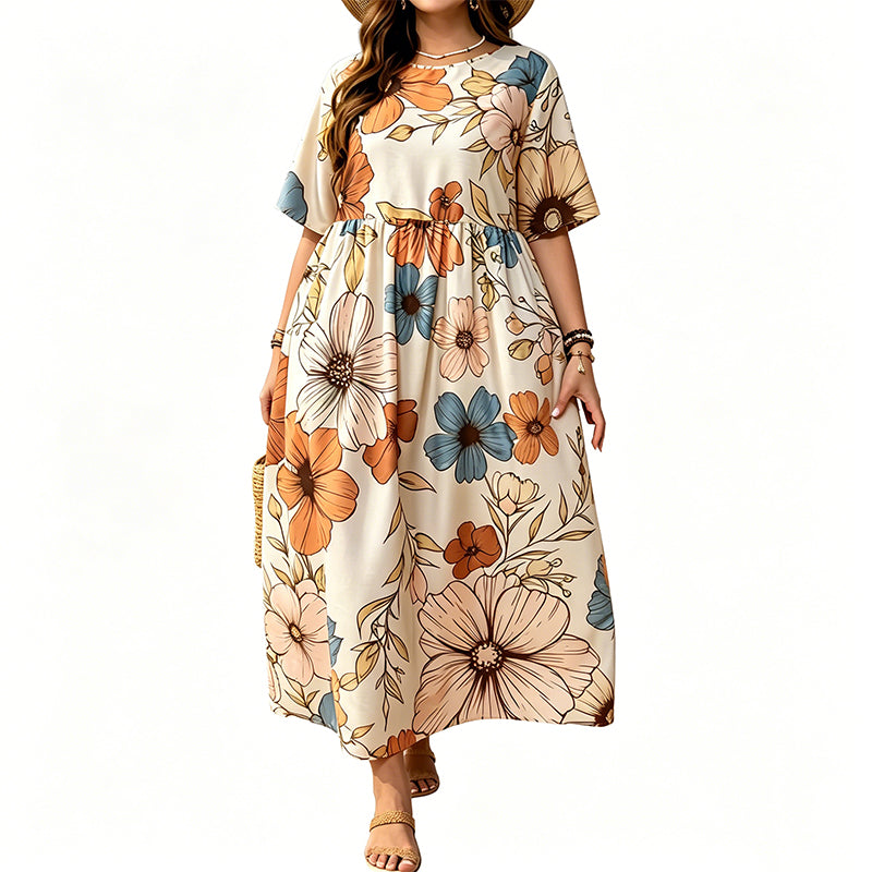 👗 NUR FÜR BEGRENZTE ZEIT: 40 % RABATT! ✨ Damen-Maxikleid mit Rundhalsausschnitt – elegant, fließend, zeitlos 🌸