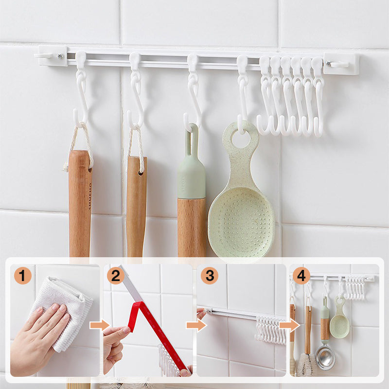 🧺 Schiebehakenleiste ohne Bohren – 30 oder 40 cm für Küche und Bad