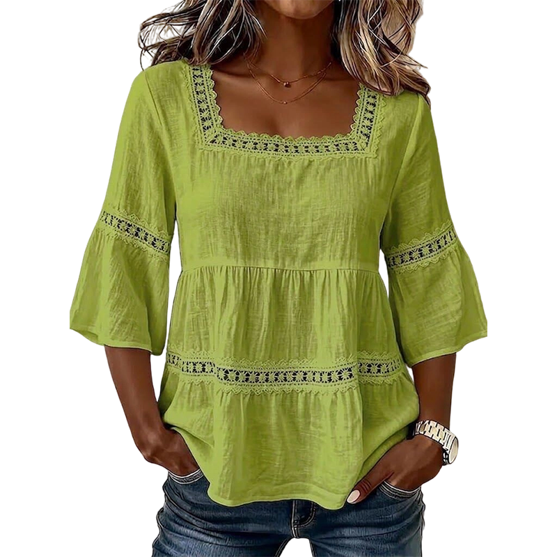 ✨JETZT 50 % RABATT! ✨Elegante Sommerbluse mit eckigem Ausschnitt