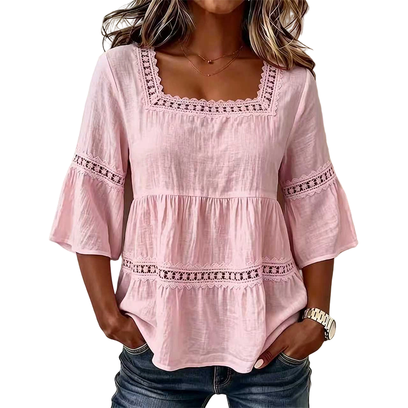 ✨JETZT 50 % RABATT! ✨Elegante Sommerbluse mit eckigem Ausschnitt