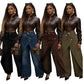 Asymmetrische Damen-Wickelhose mit weitem Bein