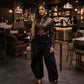 Asymmetrische Damen-Wickelhose mit weitem Bein