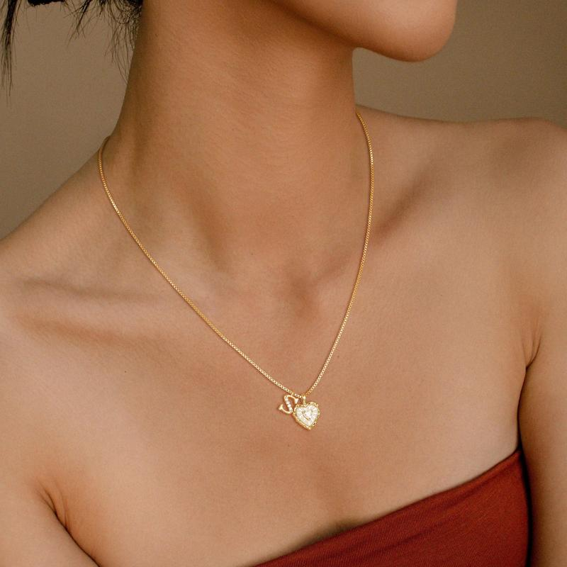 💎 LIMITED-TIME 50% OFF! 💥 Heart Shaped Letters Micro Pave Chain Necklace – Initial Pendant, Titanium Steel, Adjustable ✨