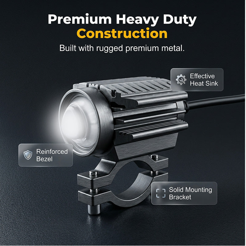 Universal Motorcycle LED Spotlight Dual Color Auxiliary Driving Light