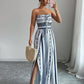👗💙 Geometrischer Jumpsuit mit Halter-Ausschnitt & Seitenschlitz!