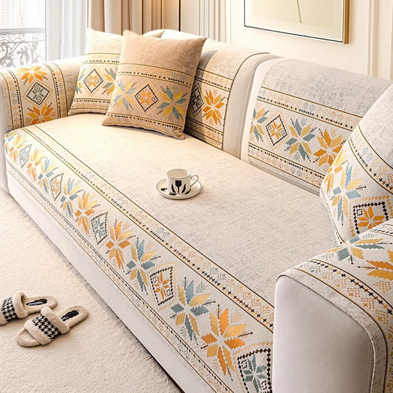 Non-Slip Bohemian Chenille Sofa Cushion Cover