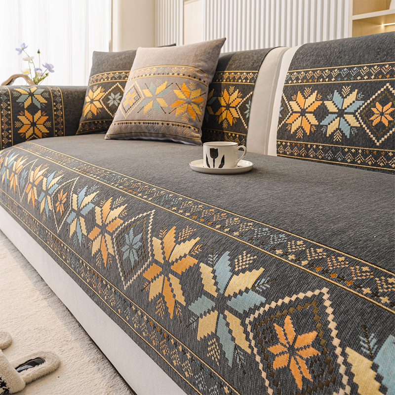 Non-Slip Bohemian Chenille Sofa Cushion Cover