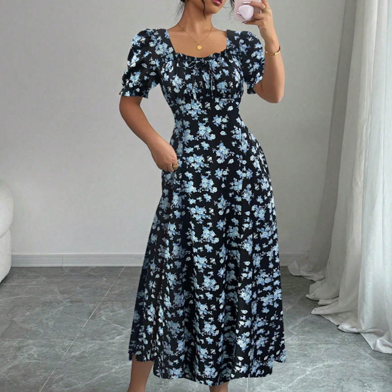 👗🌸 50% RABATT! Damen Blumenprint Kleid mit quadratischem Ausschnitt – Leicht, luftig & perfekt für Sommer, Strand & Urlaub ✨