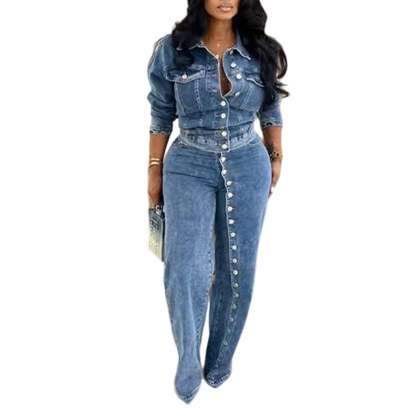 👗 70% RABATT JETZT! 🌸 Damen schickes Knopfdetail Denim-Set – Leichter Denim & lässige Passform – Perfekt für Sommer, Strand oder entspannte Tage – stilvoller 2-teiliger Look ✨
