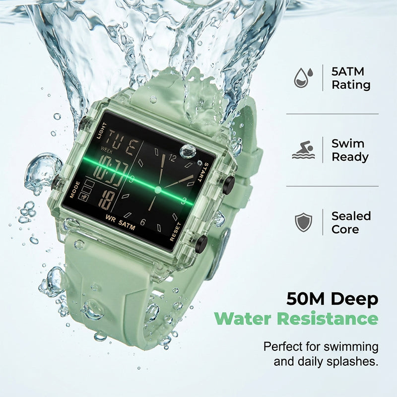 Wasserdichte transparente Digitaluhr