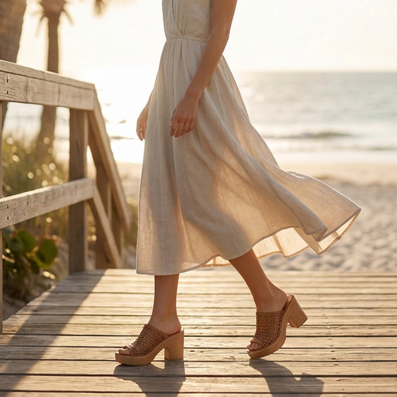Damen Lässige Plateau-Sandalen mit Ausschnitten und Peep-Toe
