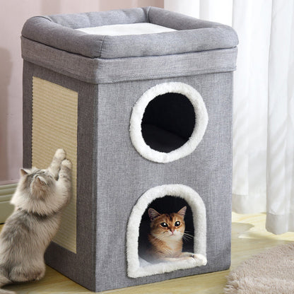 🐱🏠 50% RABATT! Faltbares Mehrstöckiges Katzenhaus mit Kratzpad – Kuschelhöhle, Kratzmöglichkeit & platzsparend klappbar ✨
