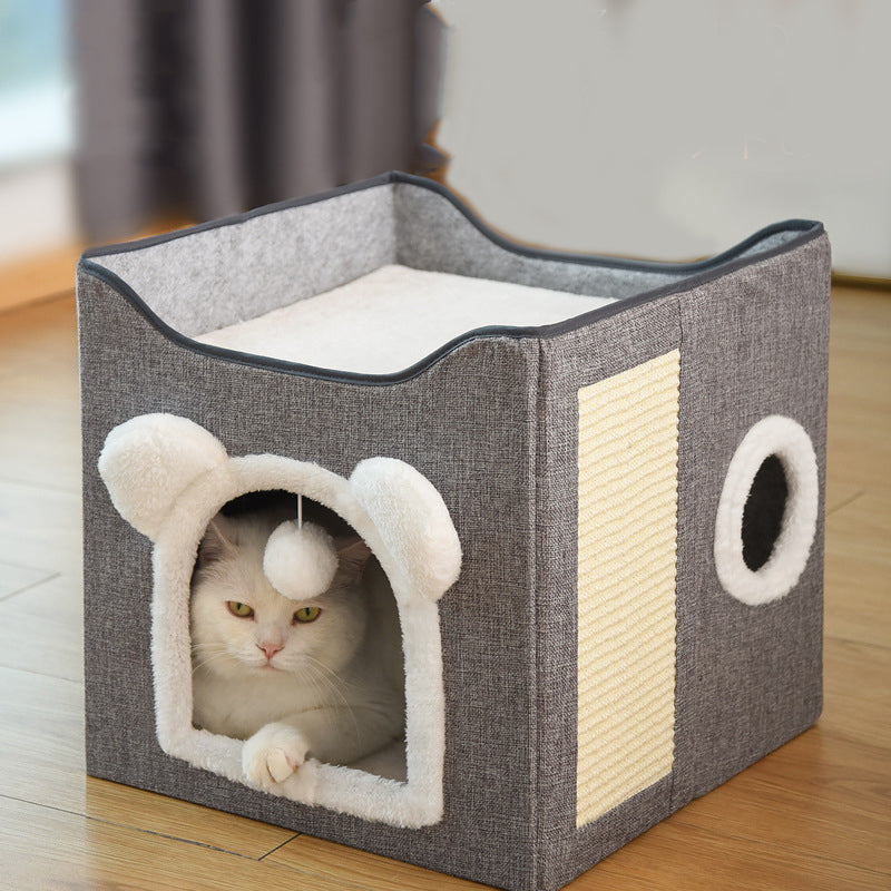 🐱🏠 50% RABATT! Faltbares Mehrstöckiges Katzenhaus mit Kratzpad – Kuschelhöhle, Kratzmöglichkeit & platzsparend klappbar ✨