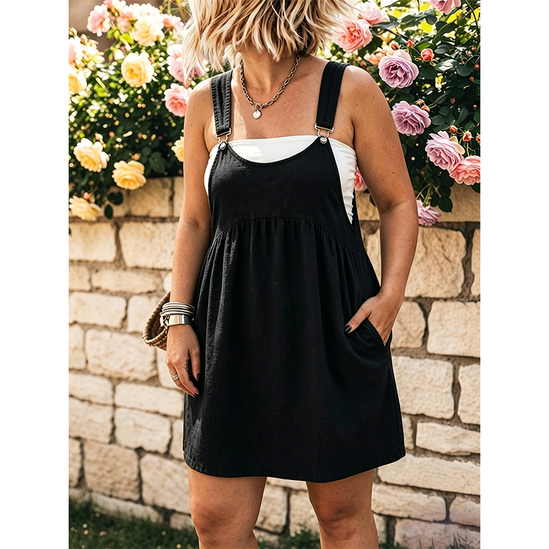 👗 ZEITLICH BEGRENZTES ANGEBOT – 50% RABATT! 💥 Damen Lässiges Latzkleid – Jeansoptik, Lockere Passform, Vielseitig ✨