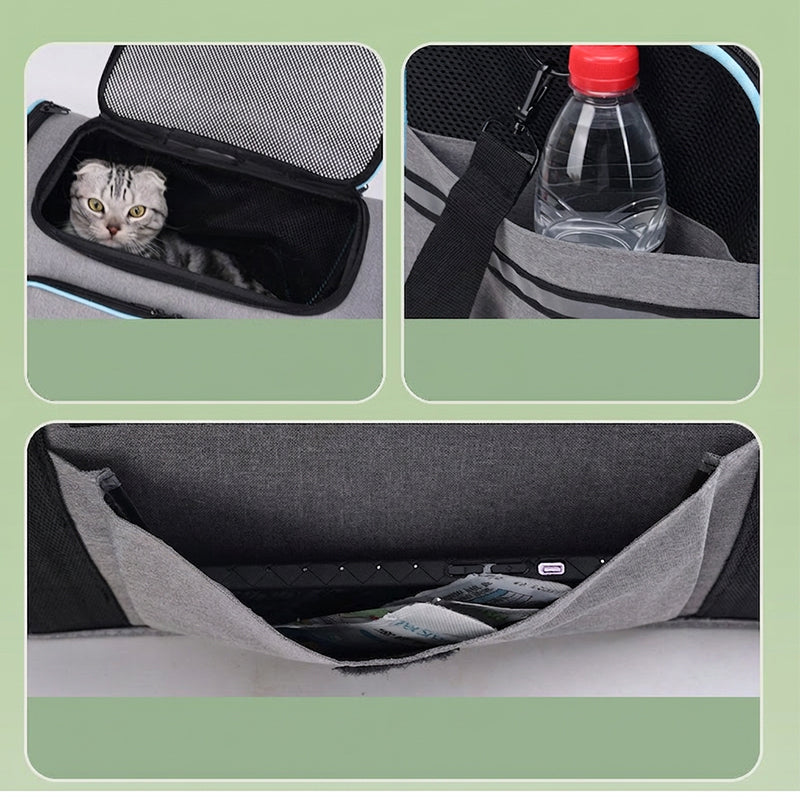 🐱 Faltbare & erweiterbare Haustiertasche – atmungsaktiv, großzügiger Innenraum, tragbar als Hand- & Schultertasche für kleine Hunde & Katzen 👜🐾