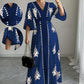 👗⏰ NUR NOCH HEUTE: 50% RABATT+Versandkostenfrei! Elegantes Damen Maxikleid mit V-Ausschnitt & Retro-Print – Fließender Stoff, Glockenärmel & kontrastierende schwarze Besätze – Perfekt für Urlaub, Picknick & Abendausflüge ✨