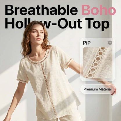 Damen Lässiges Boho-Top mit Hohlausschnitt