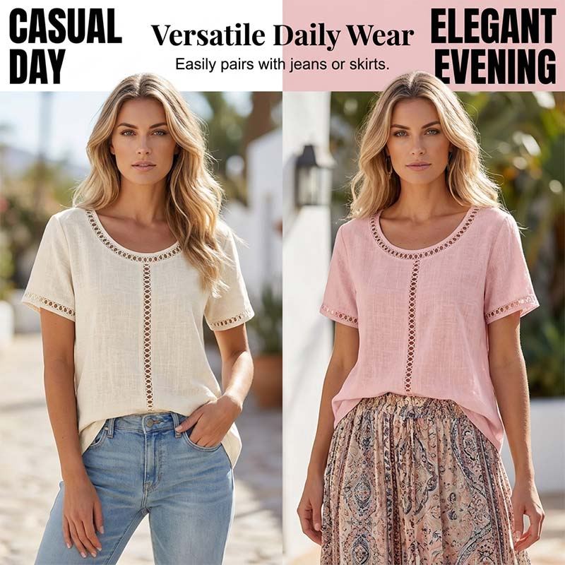 Damen Lässiges Boho-Top mit Hohlausschnitt